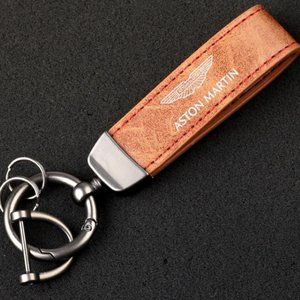 Beige Aston Martin Key Chain Key Ring Keychain Leather Suede Horseshoe B…